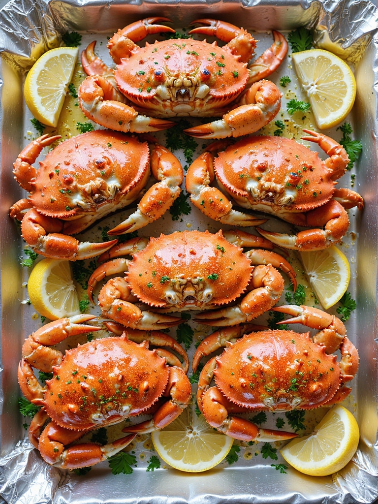 crispy broiled garlicky lemoned crab