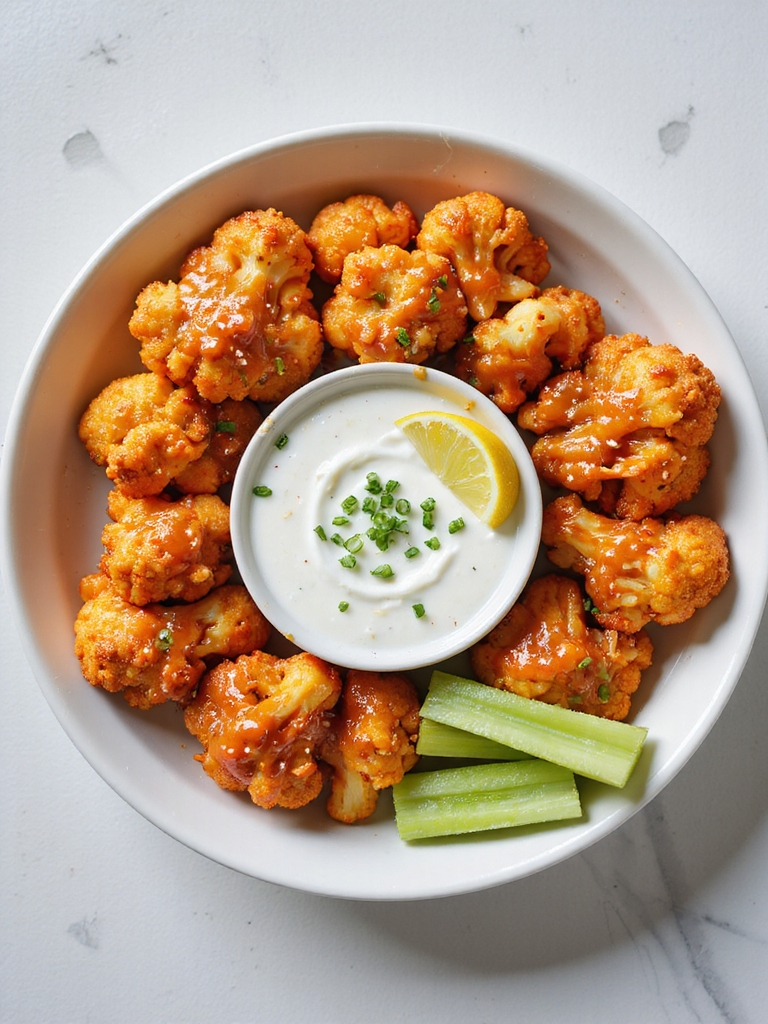 crispy buffalo cauliflower bites