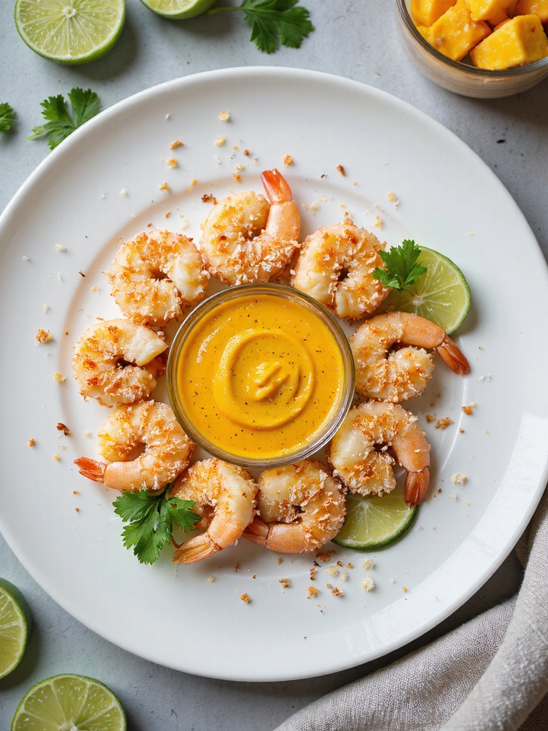 crispy coconut shrimp with mango