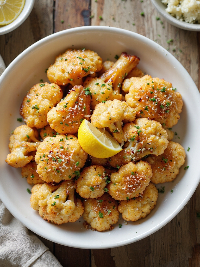 crispy garlic parmesan air fried cauliflower