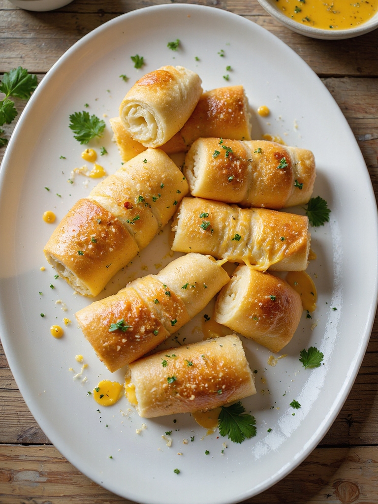 crispy garlicky cheddar roll ups