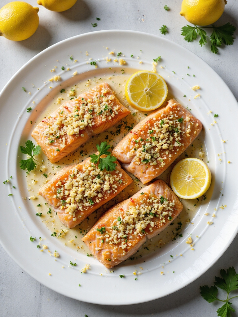 crispy lemon garlic breadcrumb salmon
