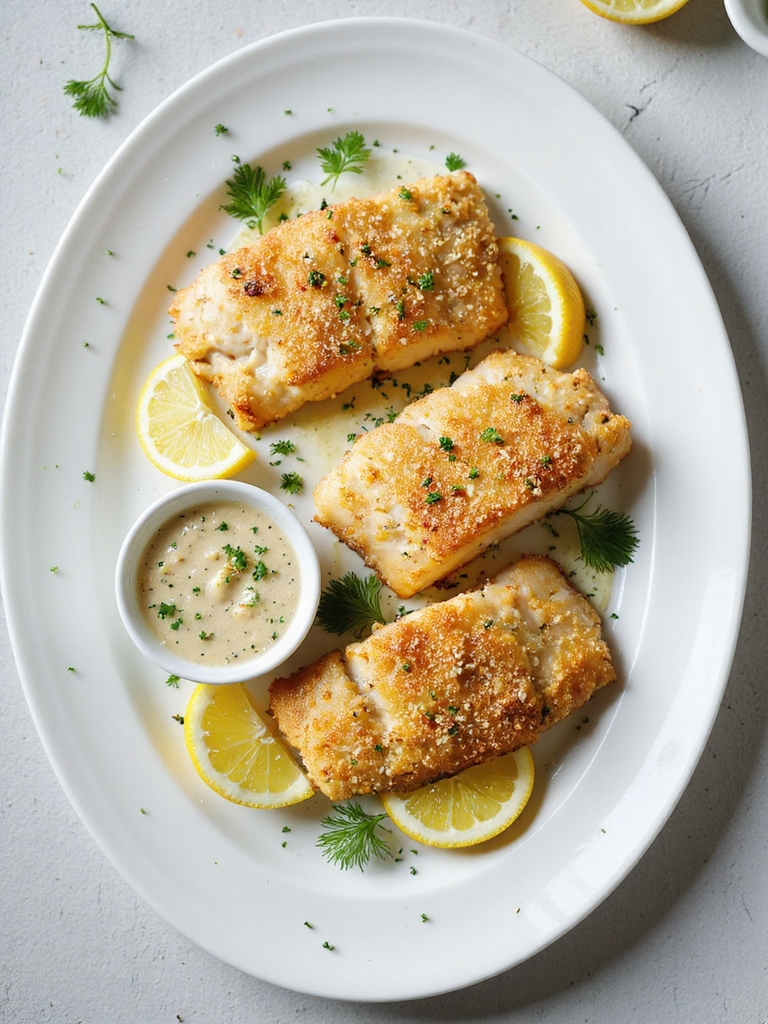 crispy panko cod with lemon