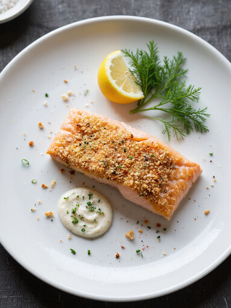 crispy panko crusted salmon with herb mayo