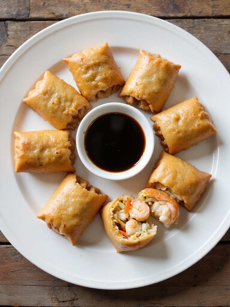 crispy perfectly cooked seafood eggrolls