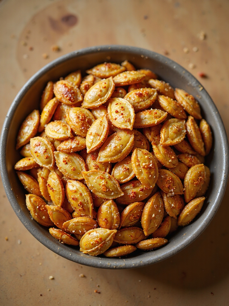 crispy seasoned air fried pumpkin seeds