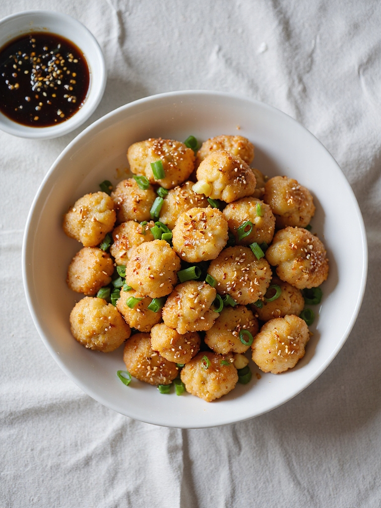 crispy sesame ginger cauliflower nuggets