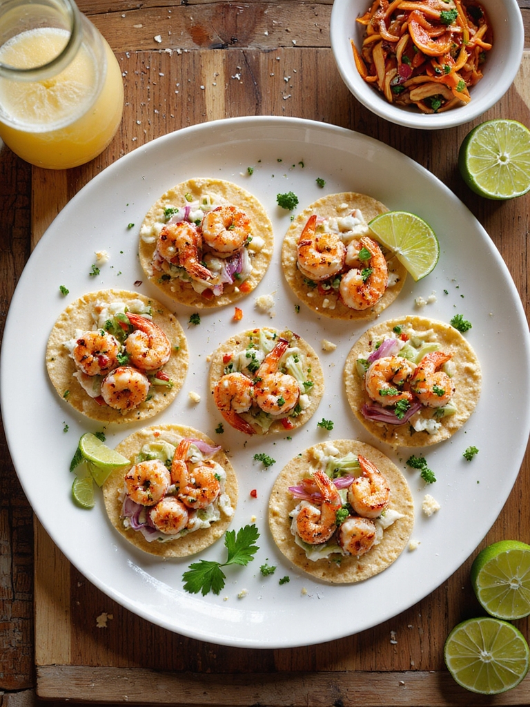 crispy shrimp tostadas with slaw
