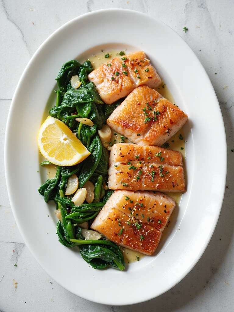 crispy skin lemon spinach