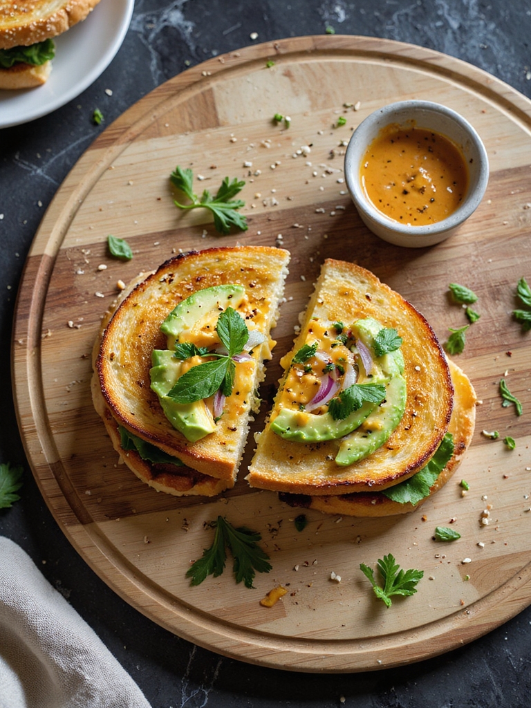 crispy vegan cashew avocado sandwich