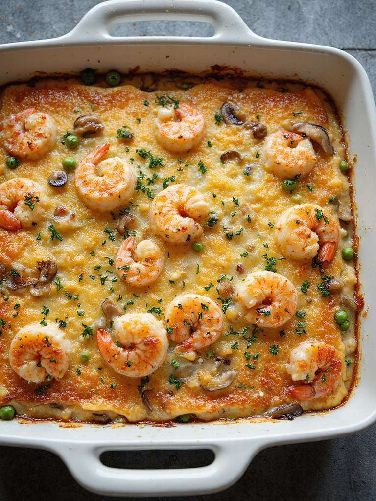 crunchy garlicky creamy shrimp casserole