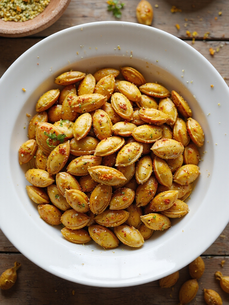 curry spiced crispy pumpkin seeds