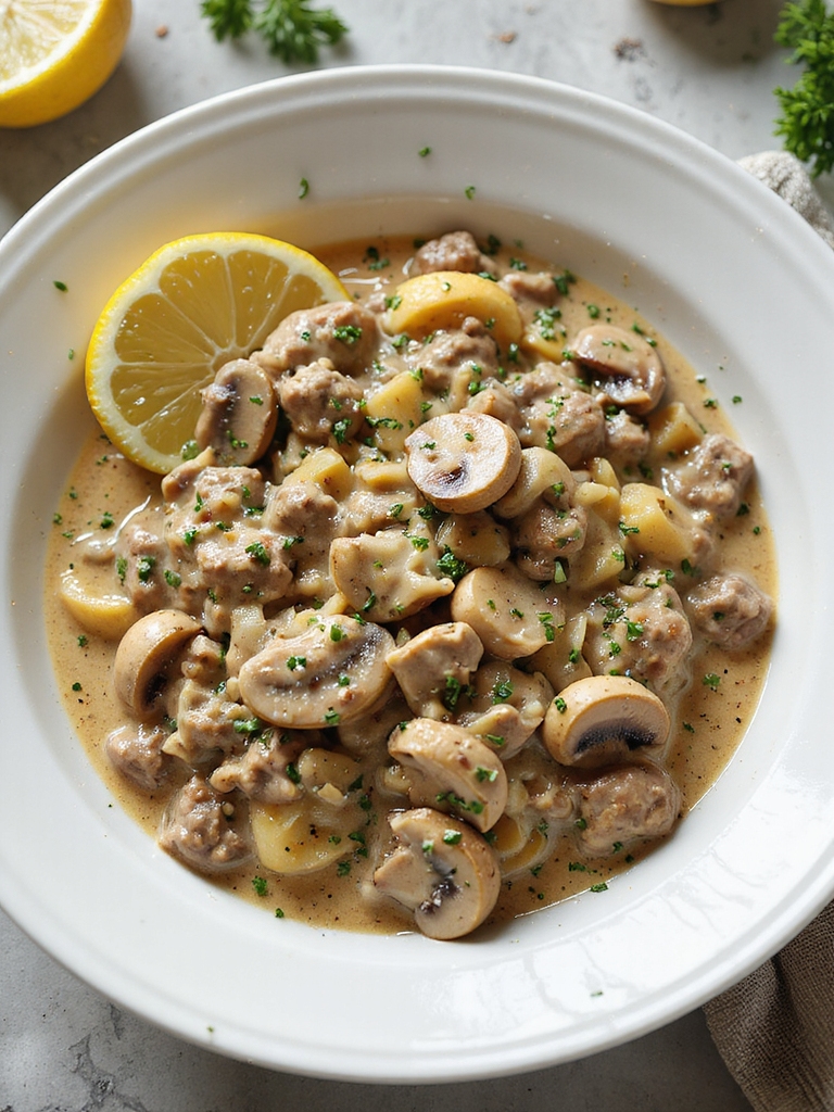 dairy free creamy coconut stroganoff