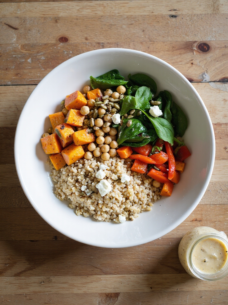 farro chickpea roasted bowl