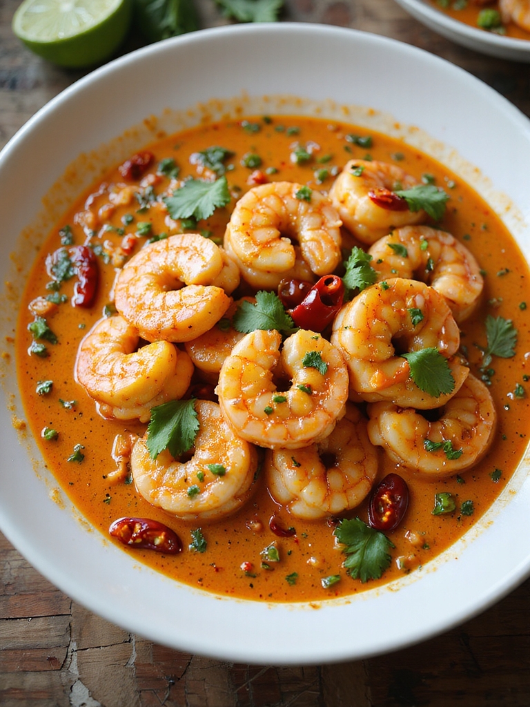fiery coconut curry shrimp
