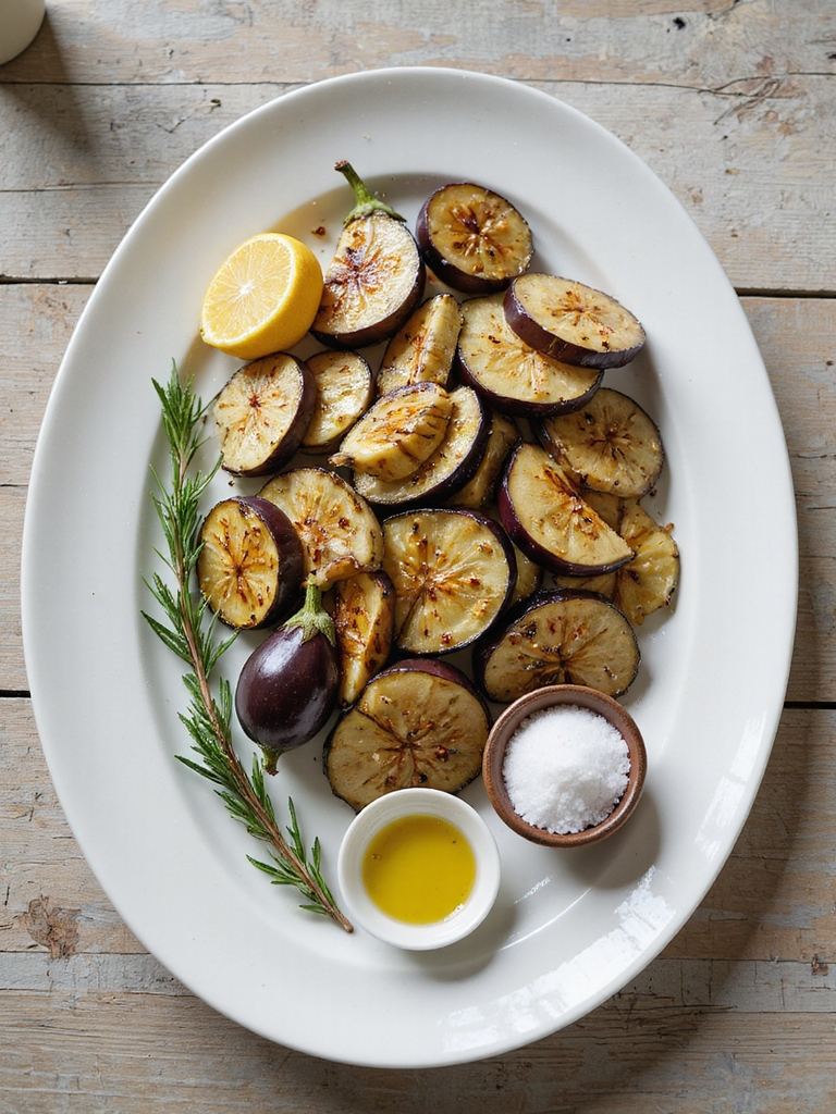 firm glossy eggplant slices
