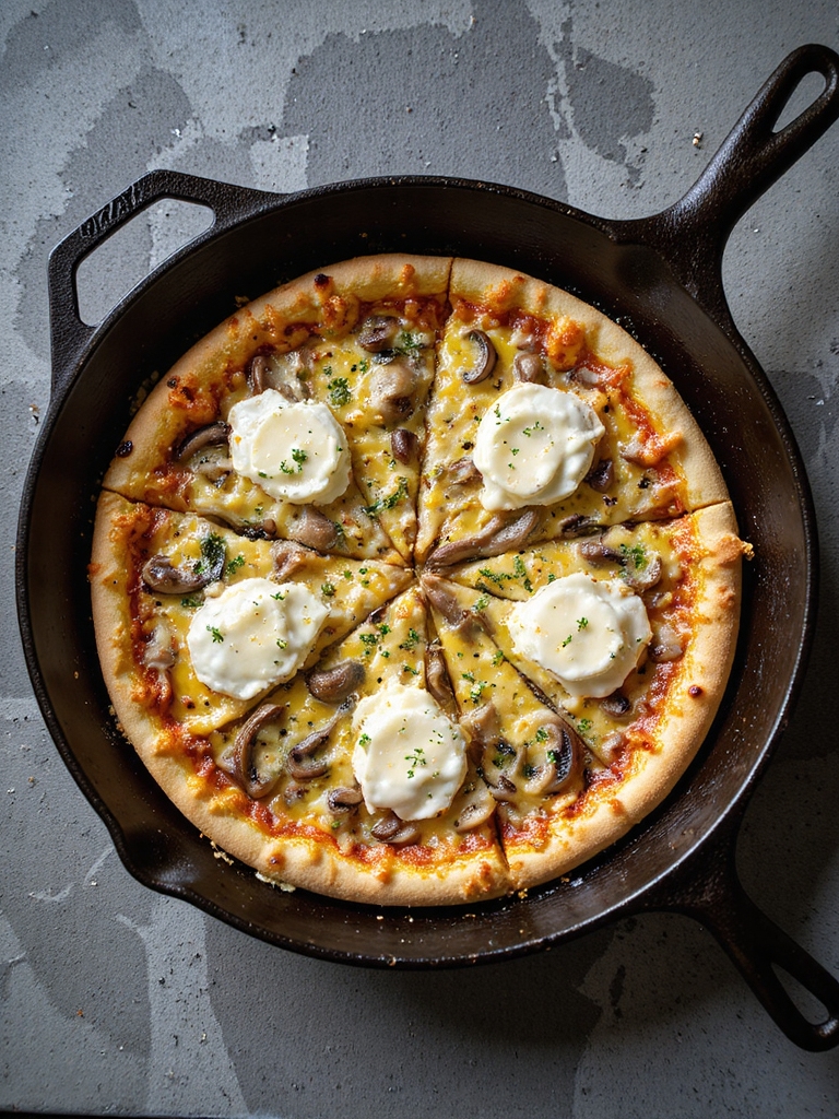 four cheese truffle skillet pizza