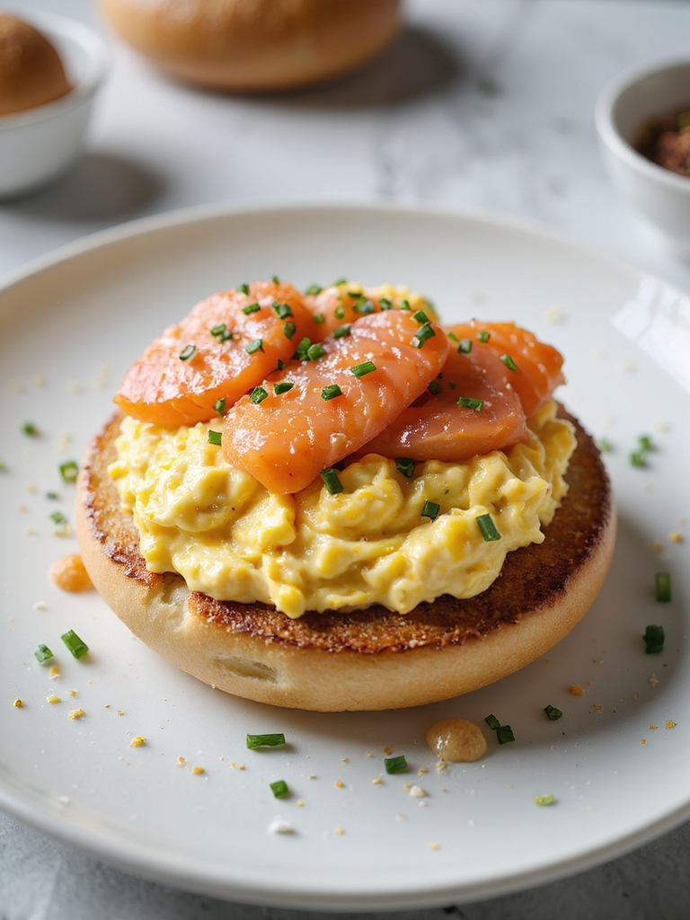fresh savory salmon bagels