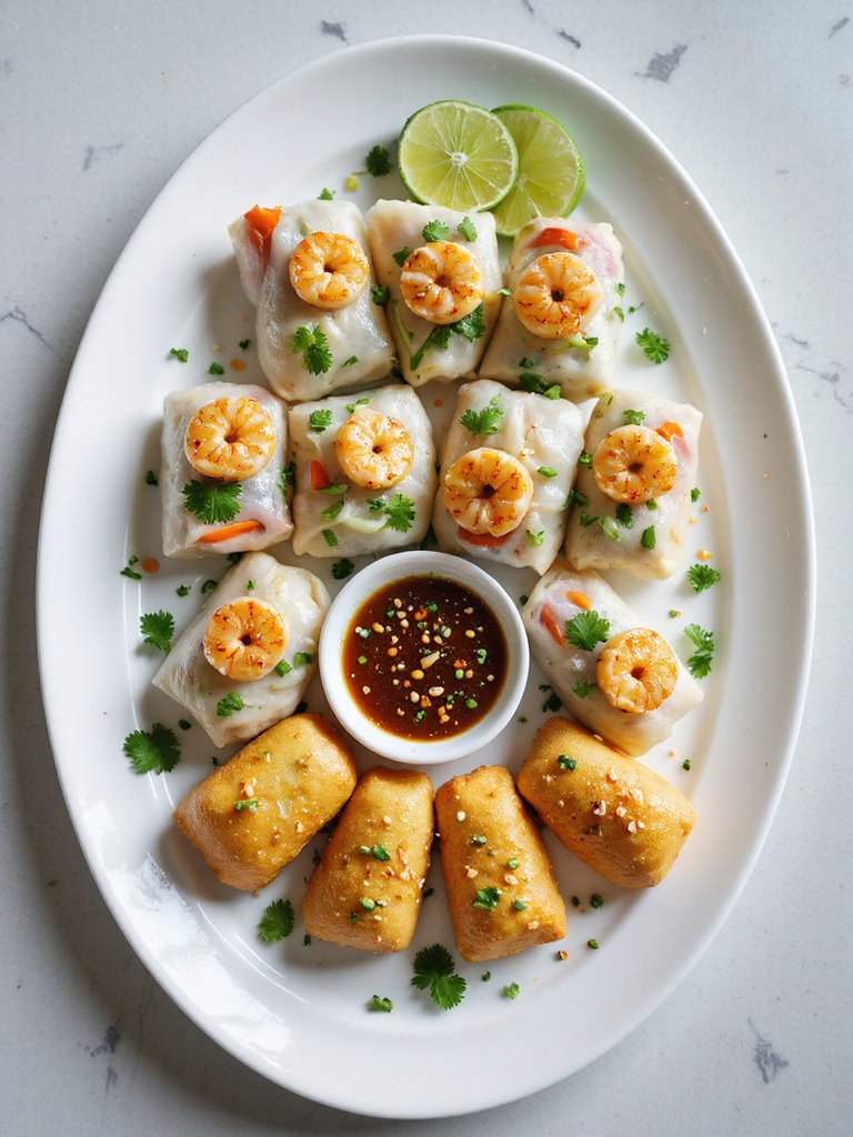 fresh shrimp vegetable spring rolls