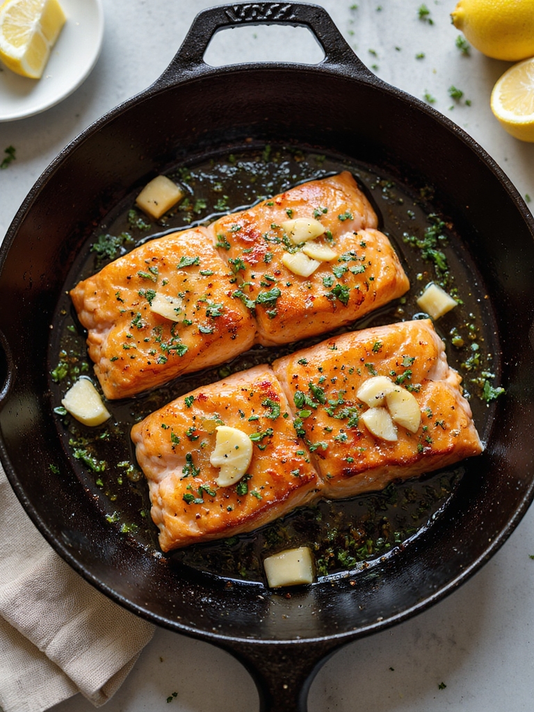 garlic butter basted seared salmon