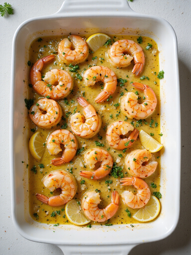 garlic butter lemon baked shrimp