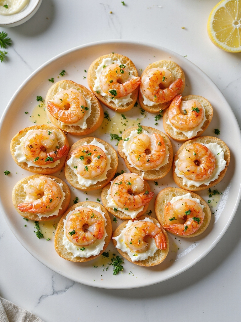 garlic butter lemon shrimp crostini