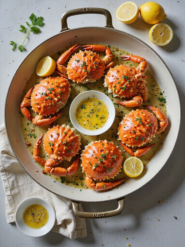 garlic butter roasted snow crab