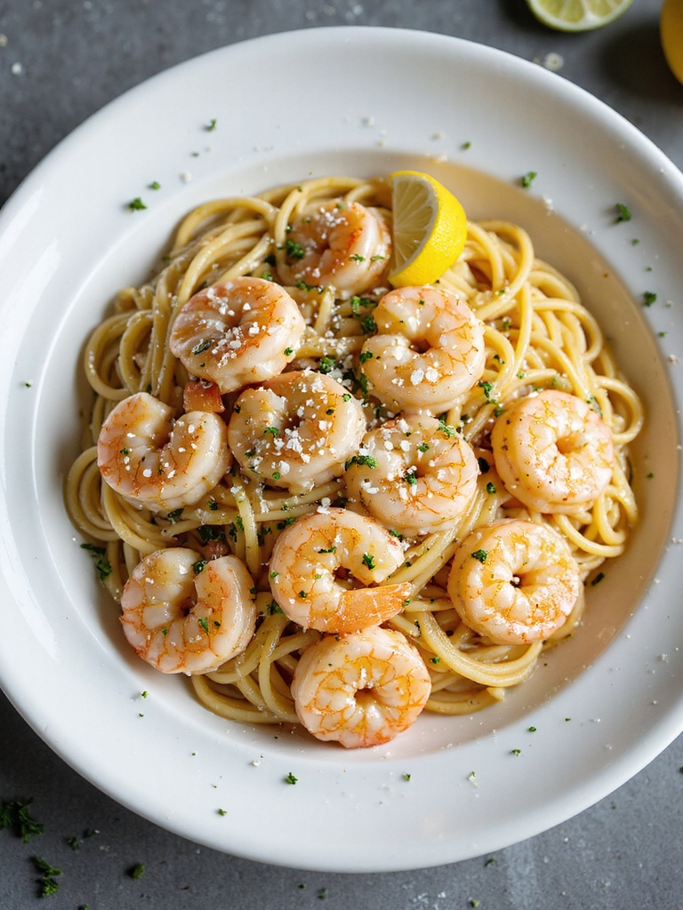garlic butter shrimp pasta technique