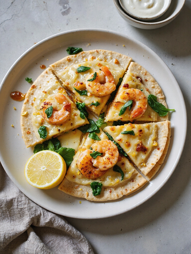 garlic butter shrimp spinach quesadillas