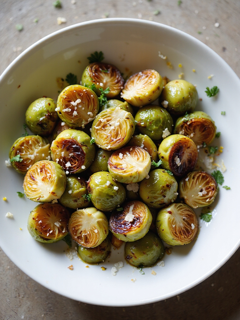 garlic parmesan air fried brussels
