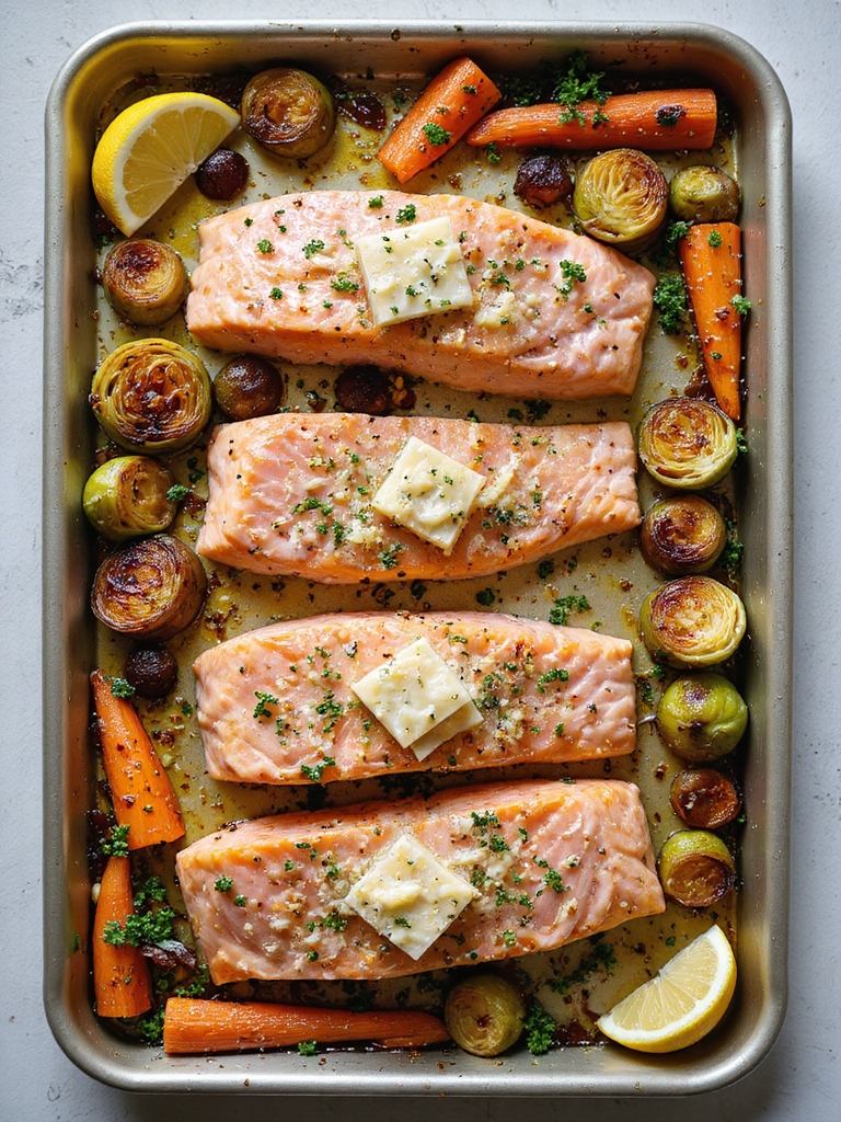 garlic parmesan roasted salmon meal