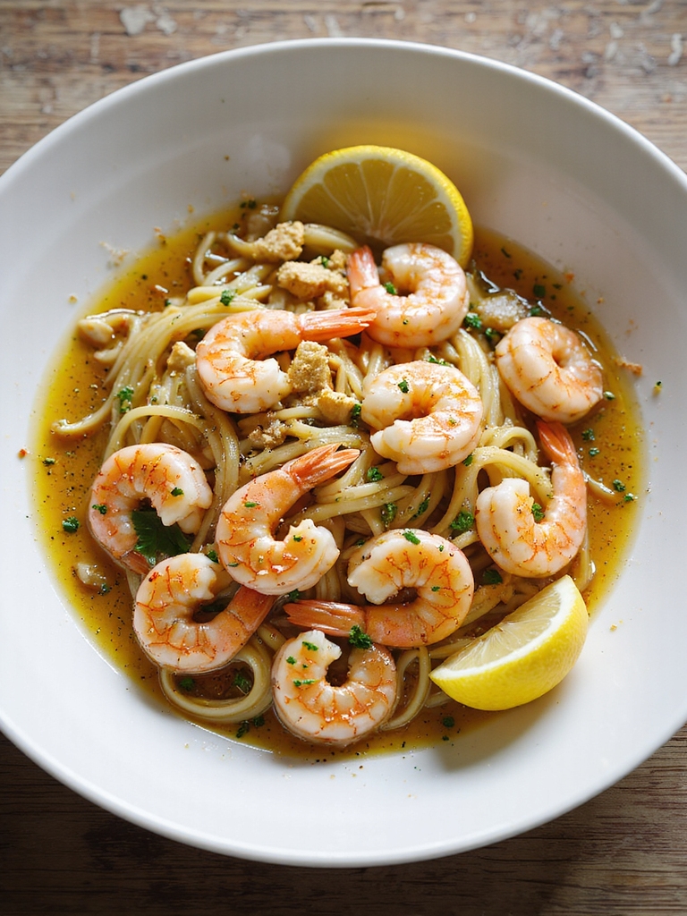 garlic white wine shrimp linguine