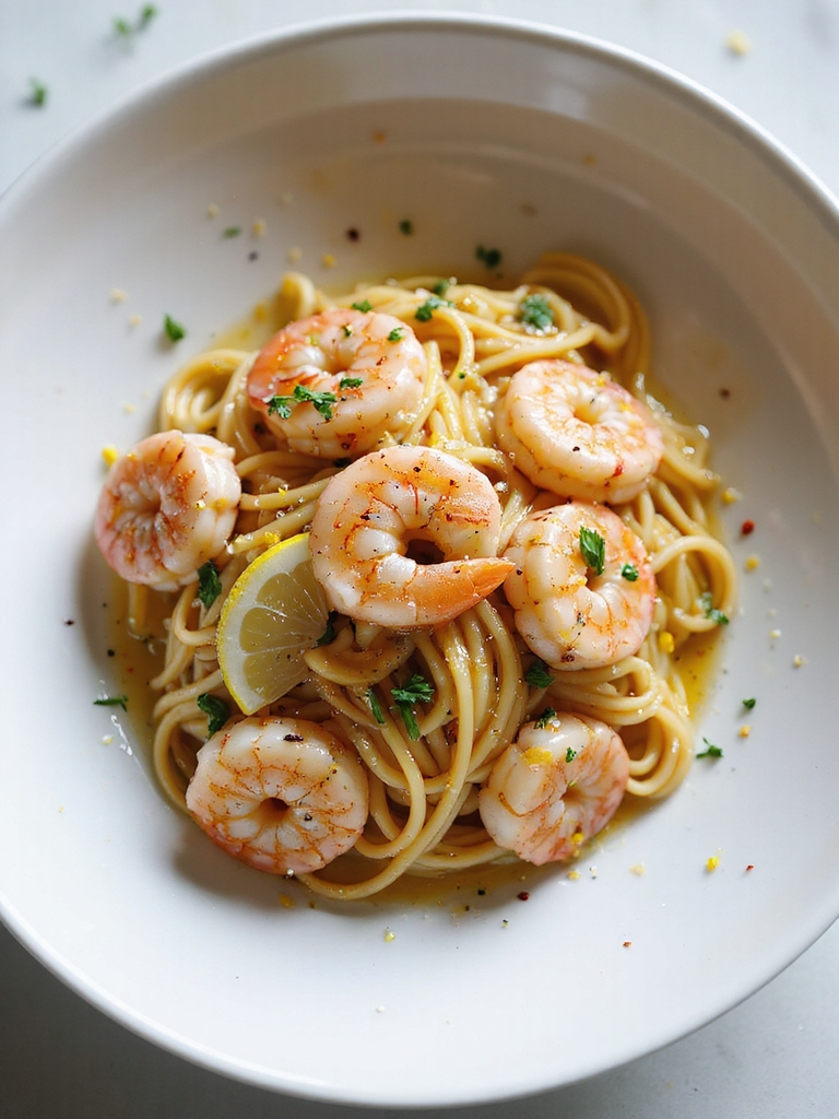 garlic white wine shrimp spaghetti
