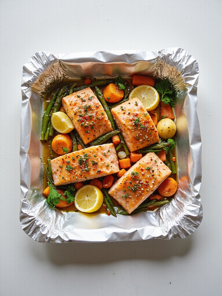 garlicky buttered foil salmon