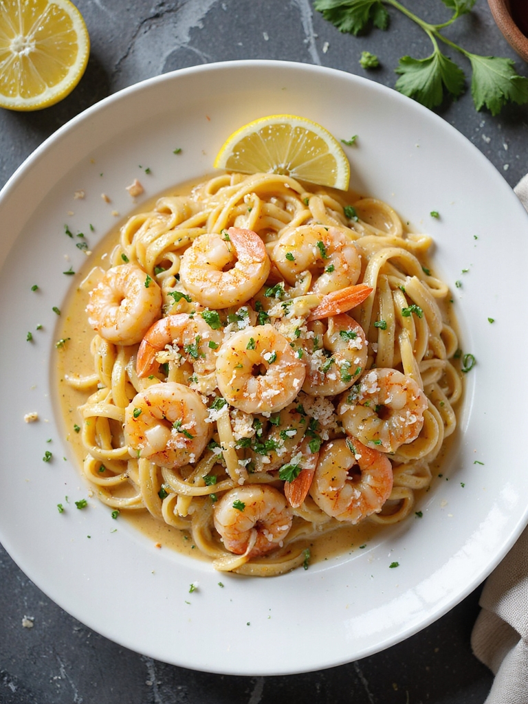 garlicky buttered shrimp pasta