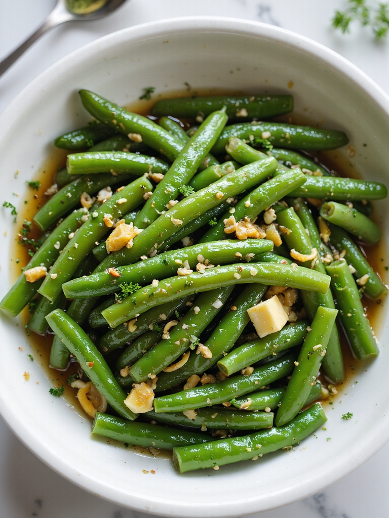 garlicky crispy air fried green beans