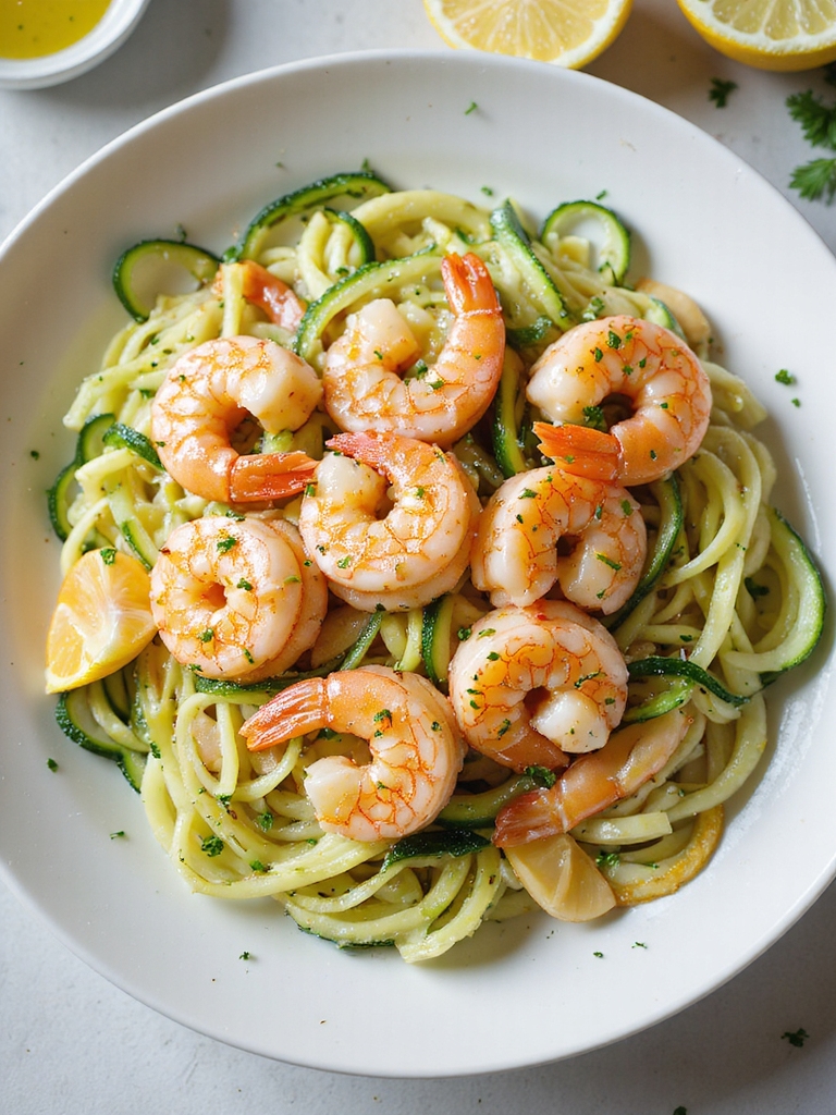garlicky lemon butter shrimp zoodles