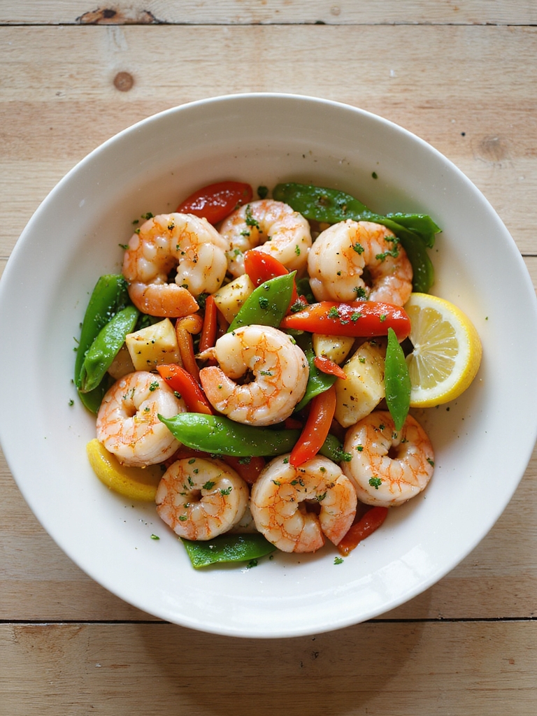garlicky lemon shrimp dinner