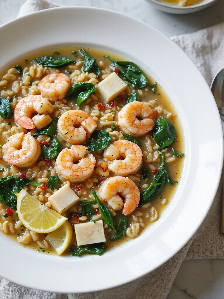 garlicky lemon shrimp orzo