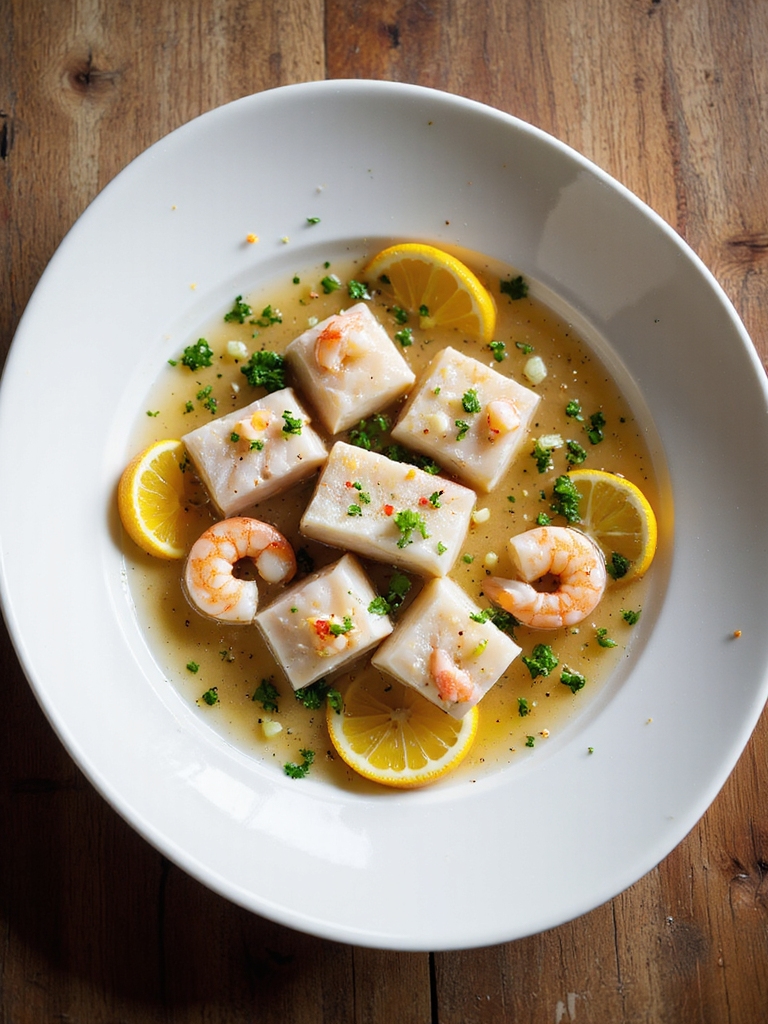 gentle citrus poached seafood fillets