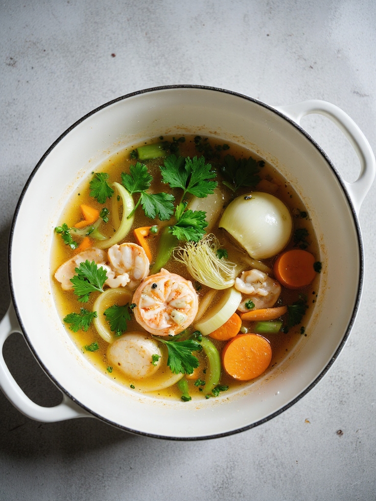 gentle low simmered aromatic stock