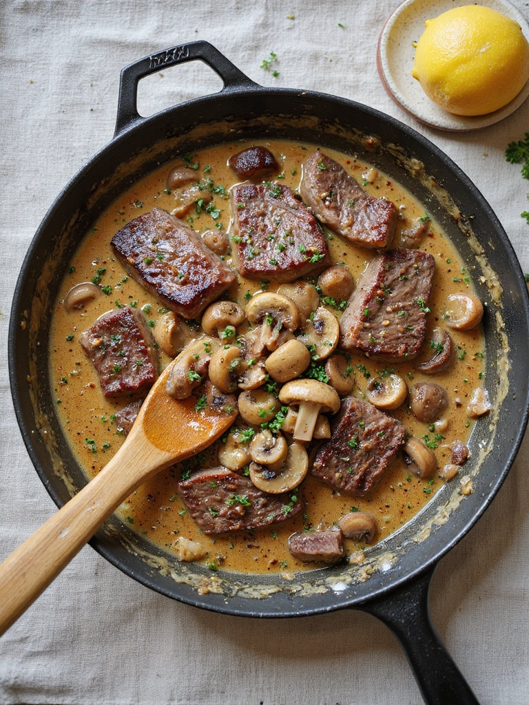 gently combine beef with sauce