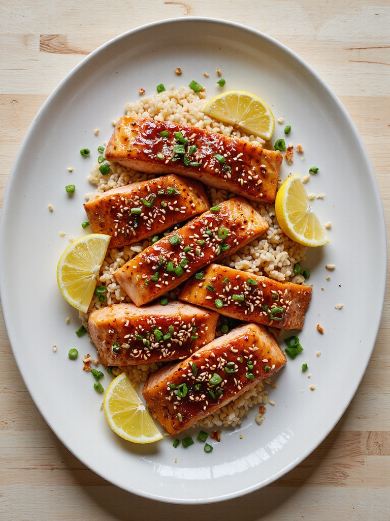 glossy air fried teriyaki salmon