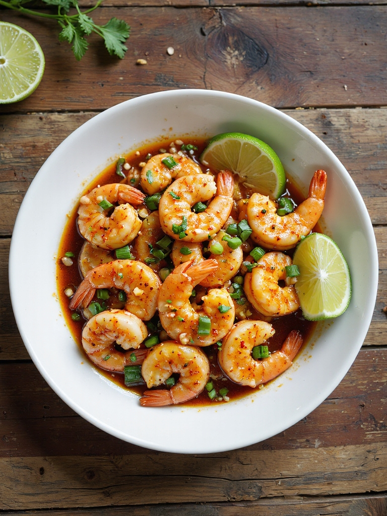 glossy caramelized thai lime shrimp