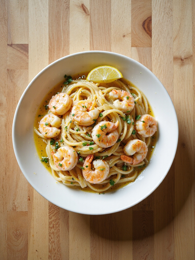 glossy lemon olive seafood pasta