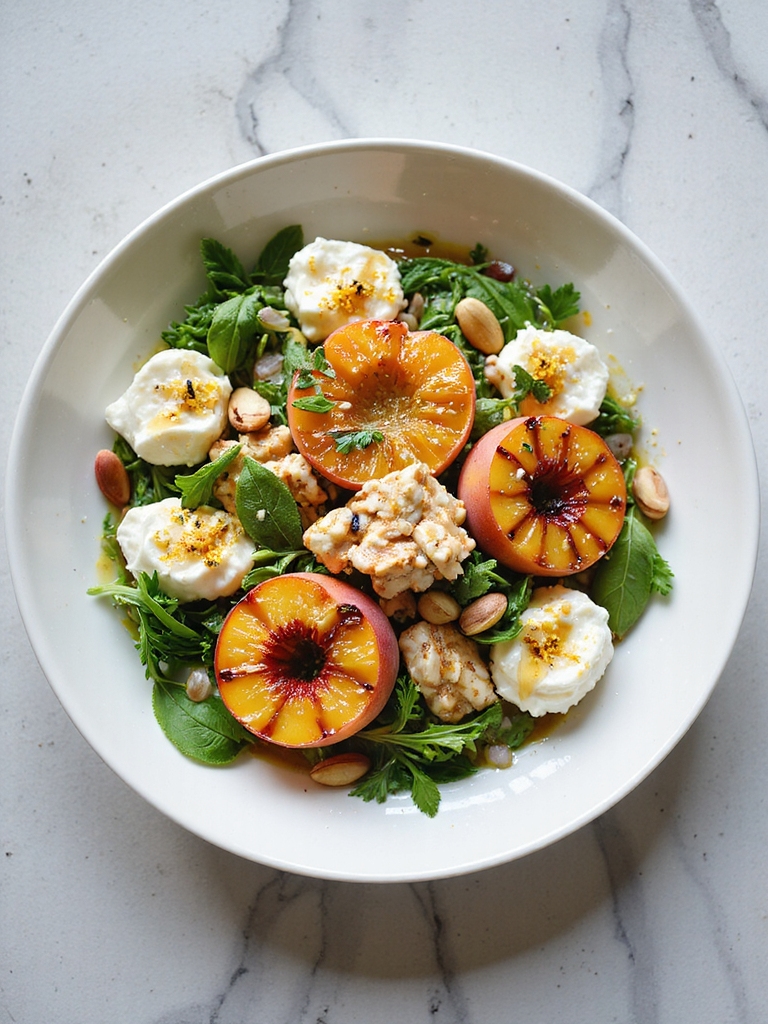 grilled peaches with crab