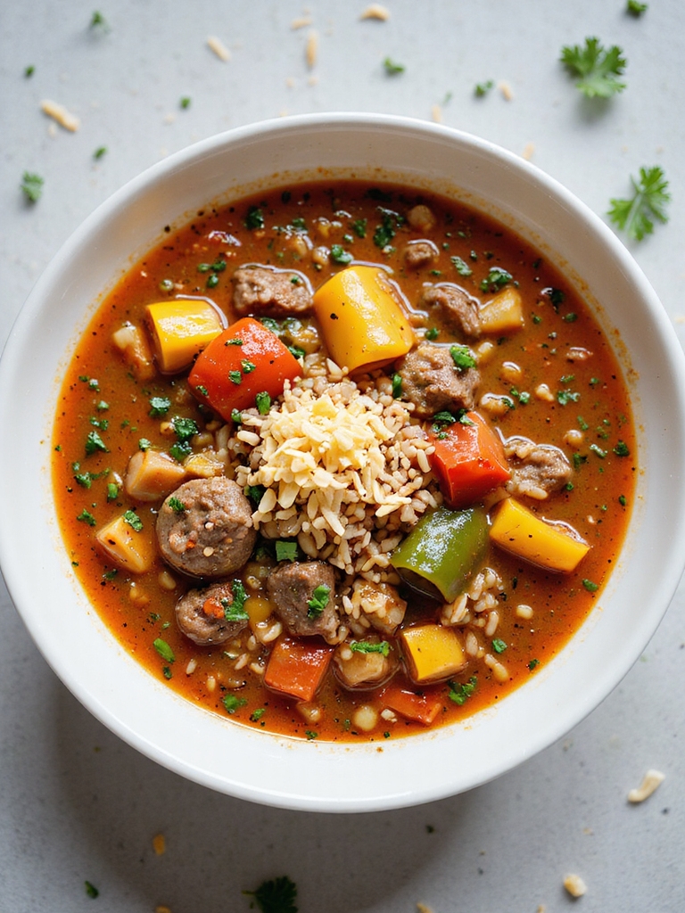 hearty stuffed pepper beef soup
