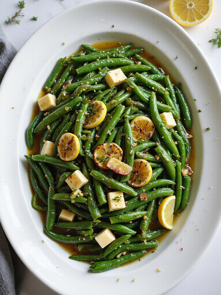 herb browned butter air fried beans