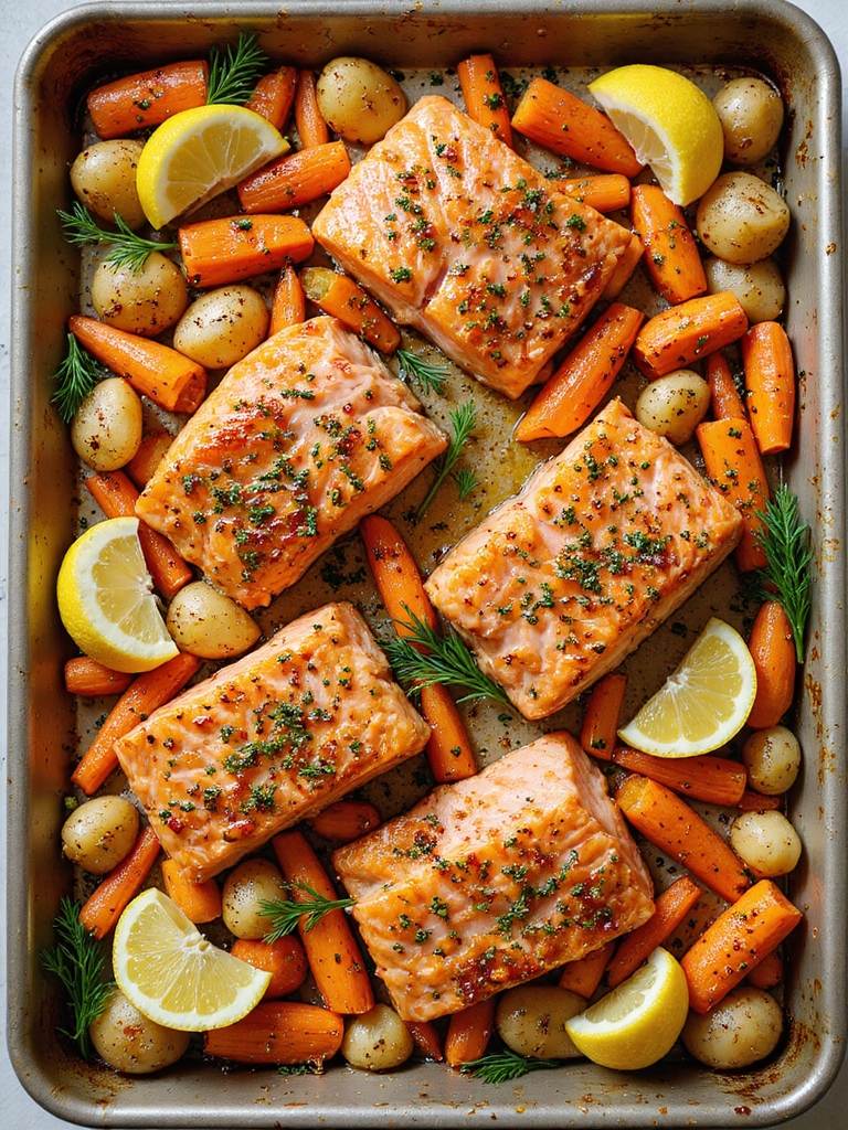 herb citrus salmon sheetpan