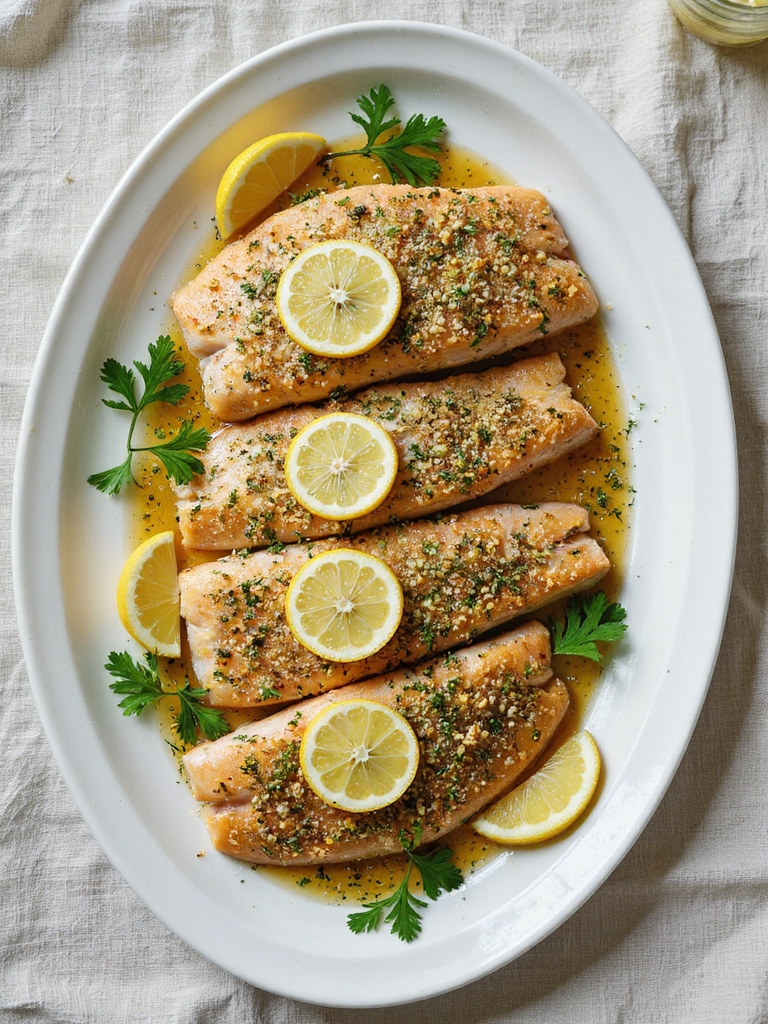 herb crusted lemon baked trout